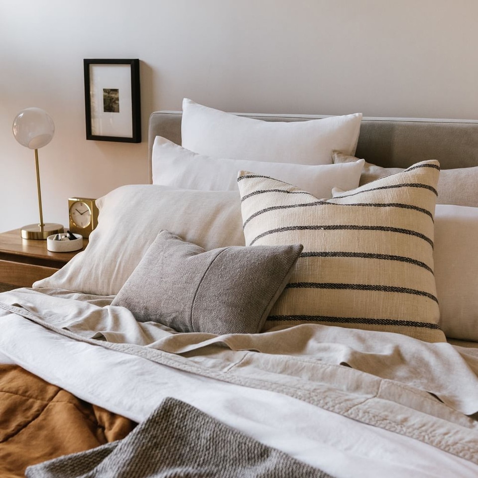 Cotton Silk Simple Stripe Cushion Cover