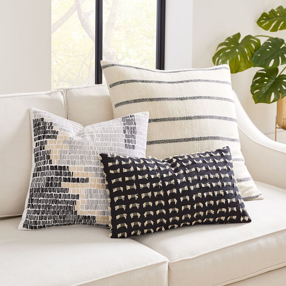Cotton Silk Simple Stripe Cushion Cover
