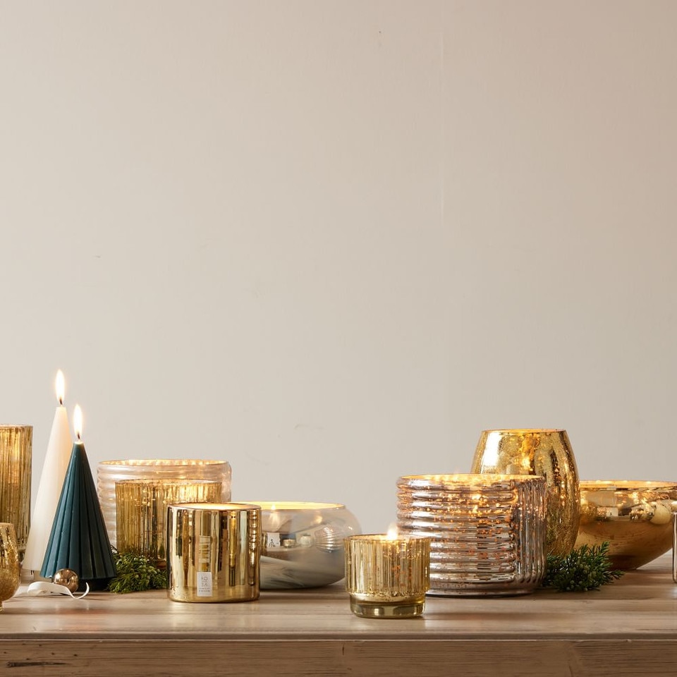 Gold Crackle Mercury - Winter White (Winter Cypress & Evergreen)