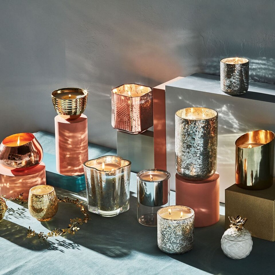 Gold Crackle Mercury - Winter White (Winter Cypress & Evergreen)