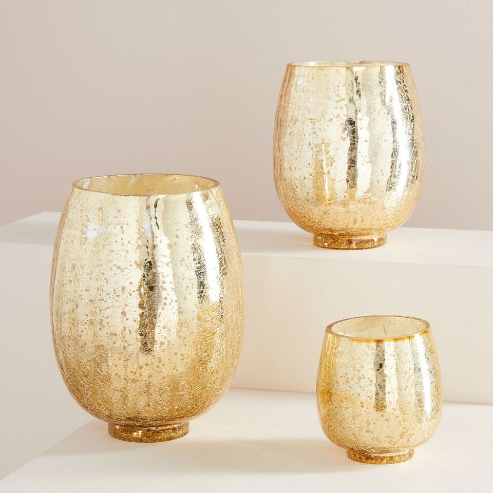 Gold Crackle Mercury - Winter White (Winter Cypress & Evergreen)