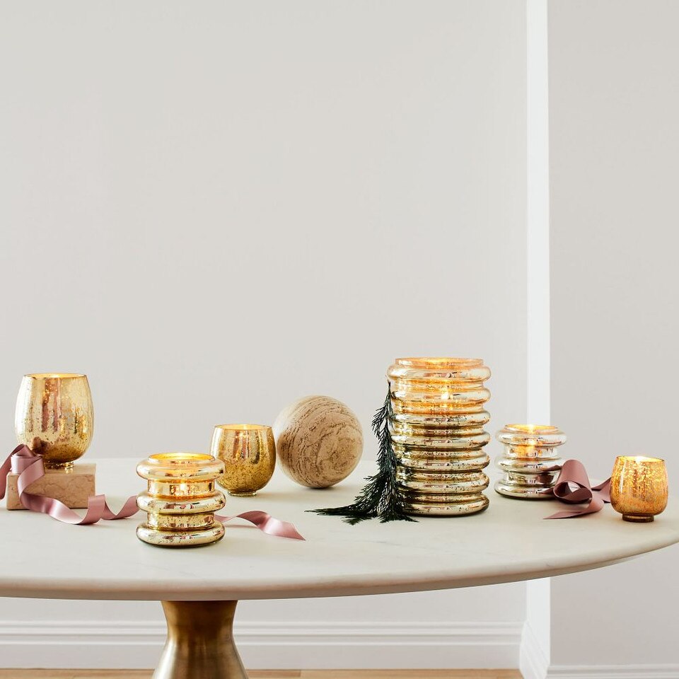 Gold Crackle Mercury - Winter White (Winter Cypress & Evergreen)