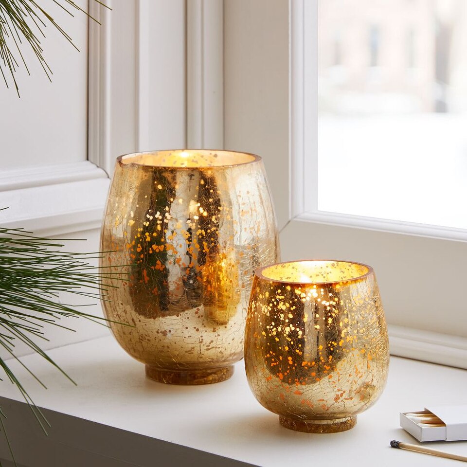 Gold Crackle Mercury - Winter White (Winter Cypress & Evergreen)