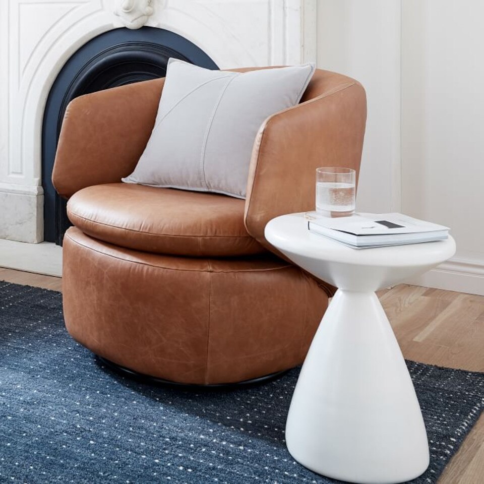 Crescent Leather Swivel Chair