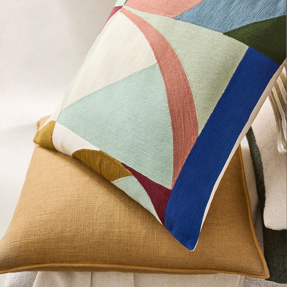 Crewel Coloured Shapes Cushion Cover