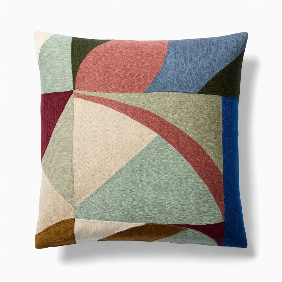 Crewel Coloured Shapes Cushion Cover