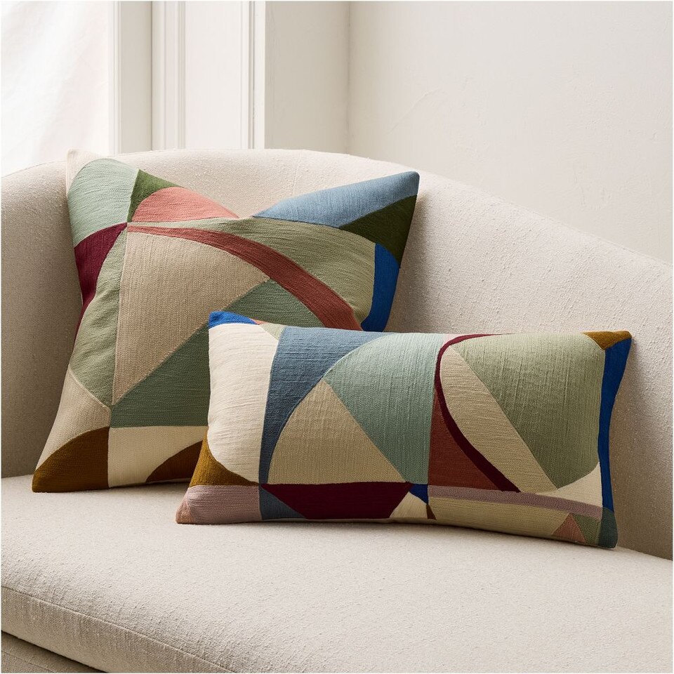 Crewel Coloured Shapes Cushion Cover