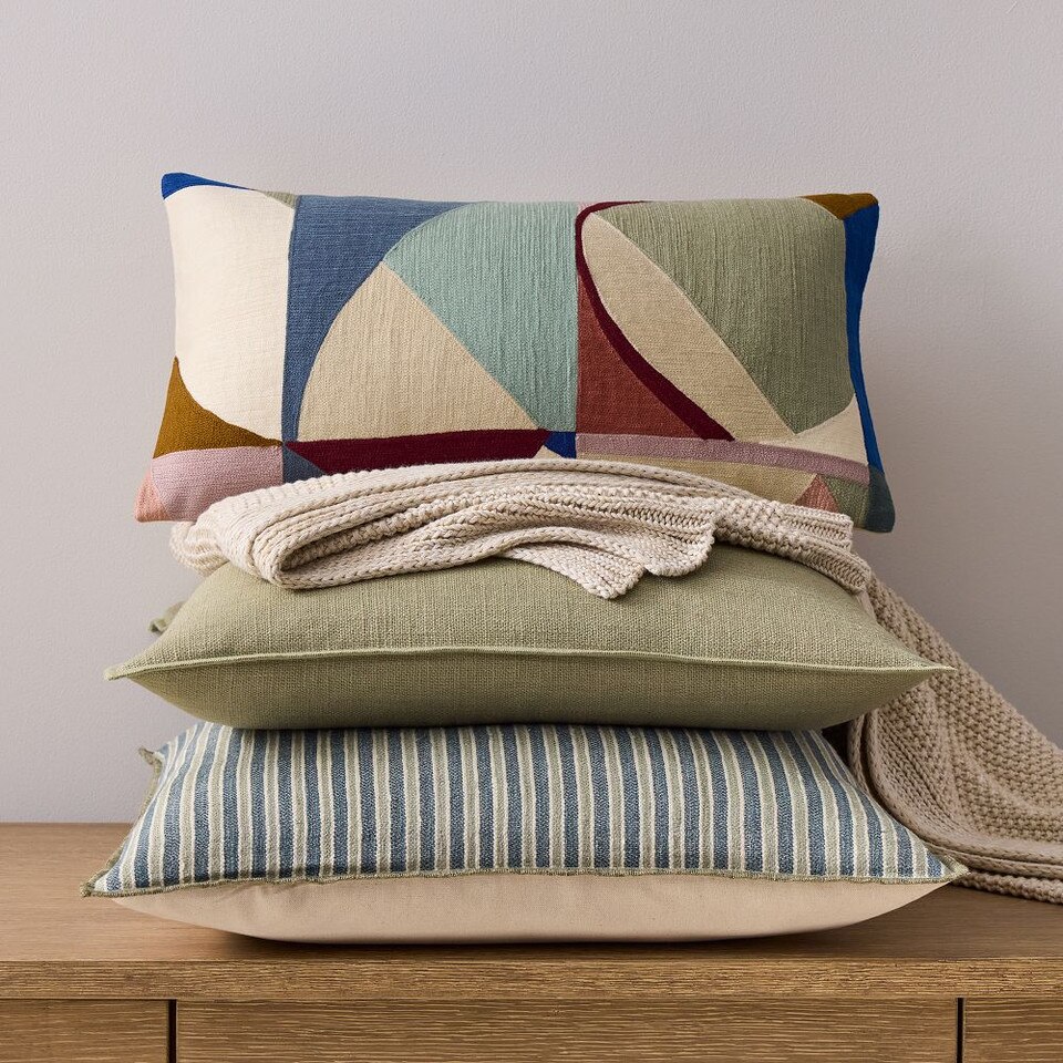 Crewel Coloured Shapes Cushion Cover