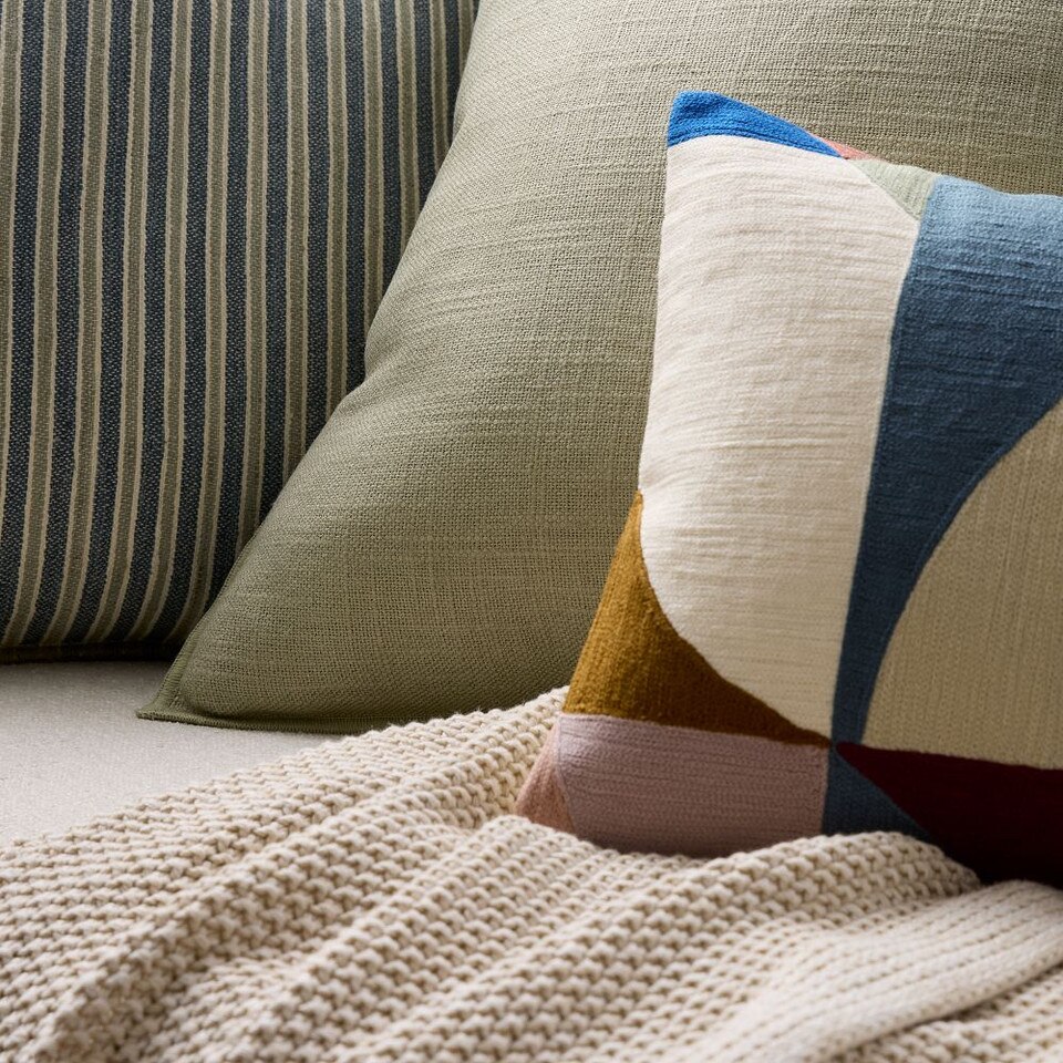 Crewel Coloured Shapes Cushion Cover