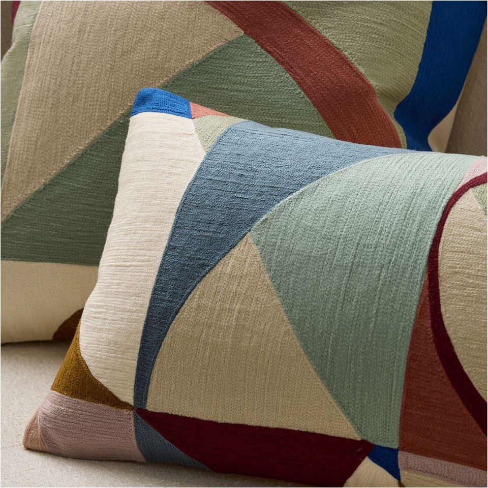 Crewel Coloured Shapes Cushion Cover