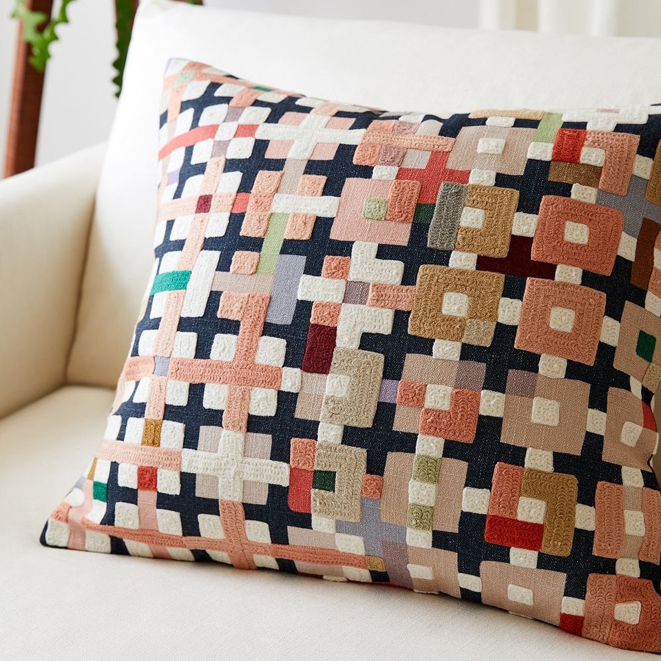 Crewel Patchwork Cushion Cover