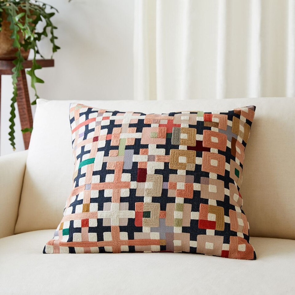 Crewel Patchwork Cushion Cover