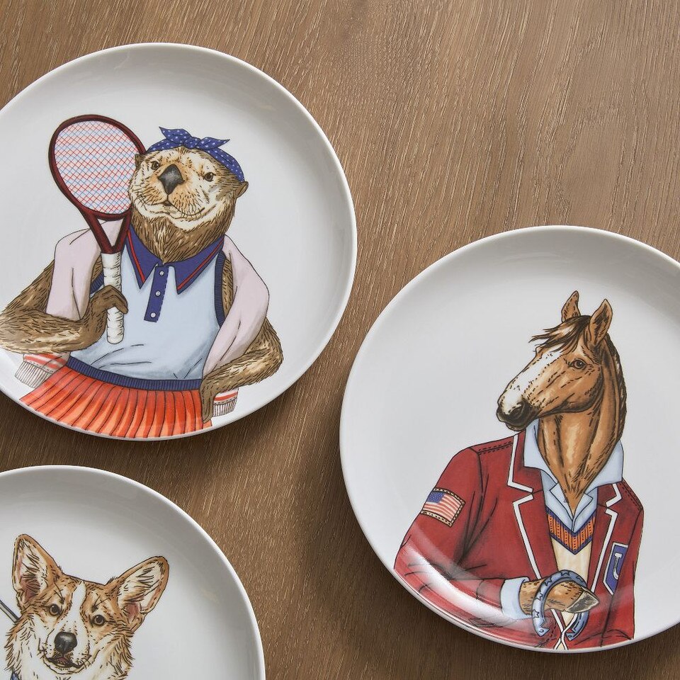 Dapper Preppy Animal Salad Plates