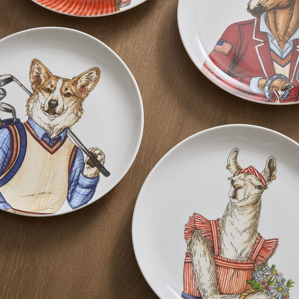 Dapper Preppy Animal Salad Plates