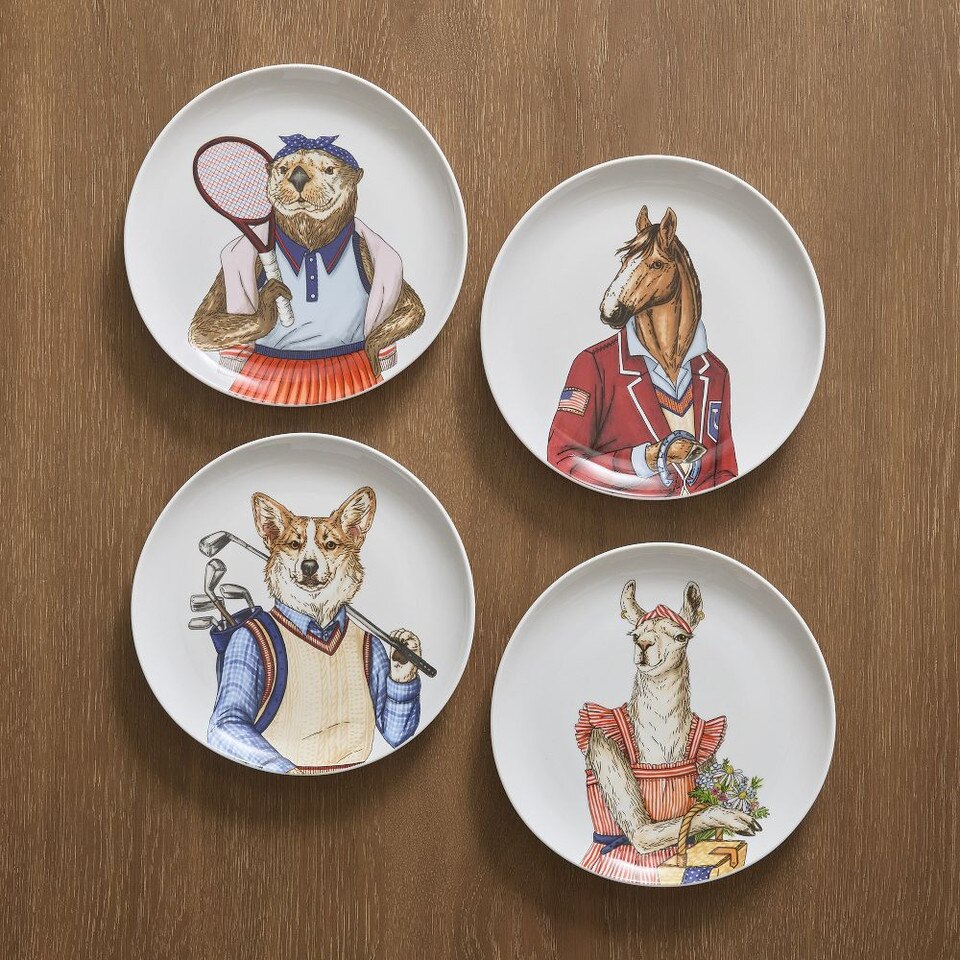 Dapper Preppy Animal Salad Plates