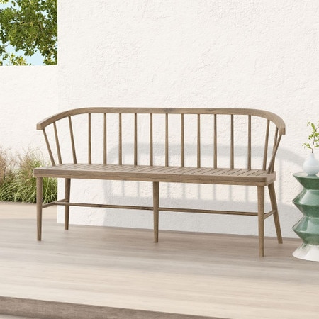 Dexter Garden Bench Modern Driftwood Outdoor Seating West Elm UK