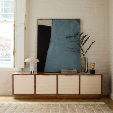 PADMA HOUSE Console Table with 2 Drawers, Small Coffee Table with Shelves, Entrance Table Hallway Table for Living Room, Office, 90 x 35 x 76.5 cm (Blue PADMA HOUSE Console Table with 2 Drawers, Small Coffee Table with Shelves, Entrance Table Hallway Table for Living Room, Office, 90 x 35 x 76.5 cm (Blue