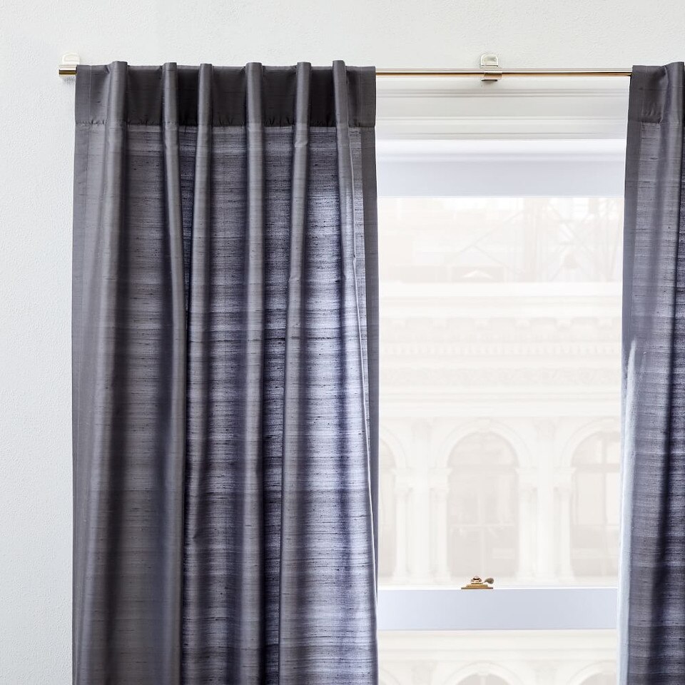 Dupioni Silk Curtain & Blackout Lining - Pewter