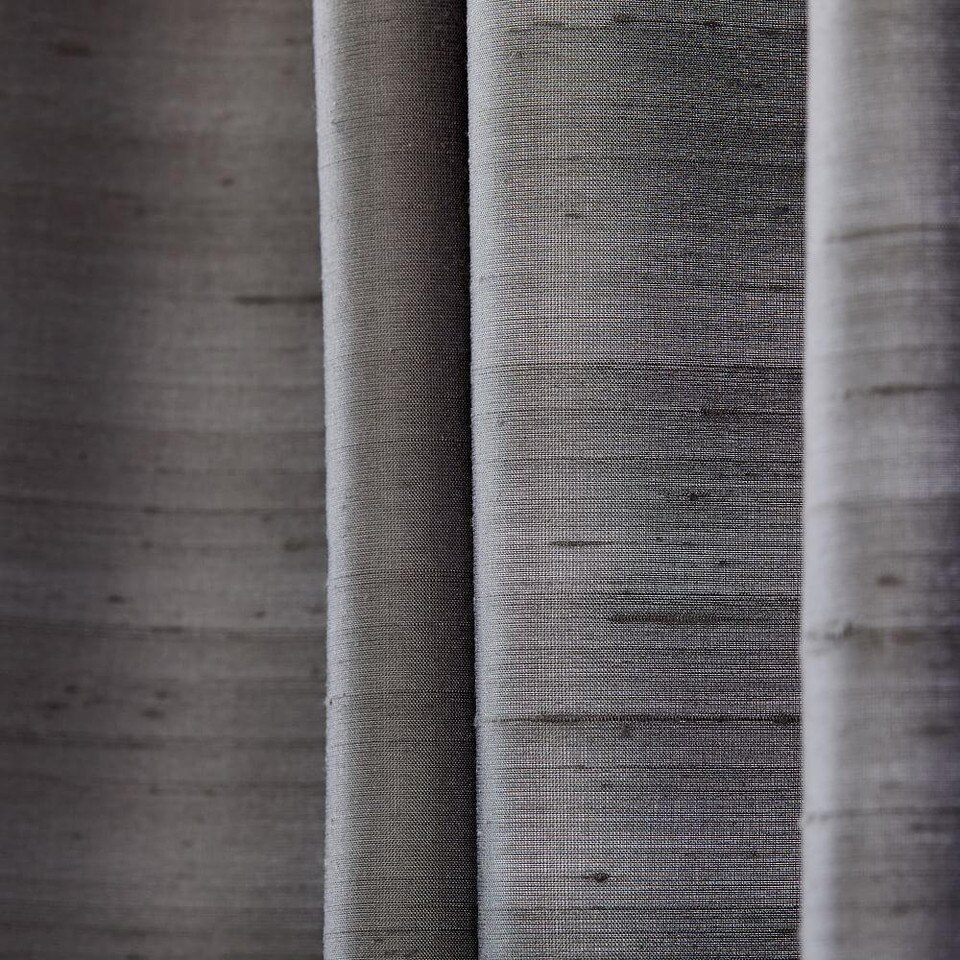 Dupioni Silk Curtain & Blackout Lining - Pewter