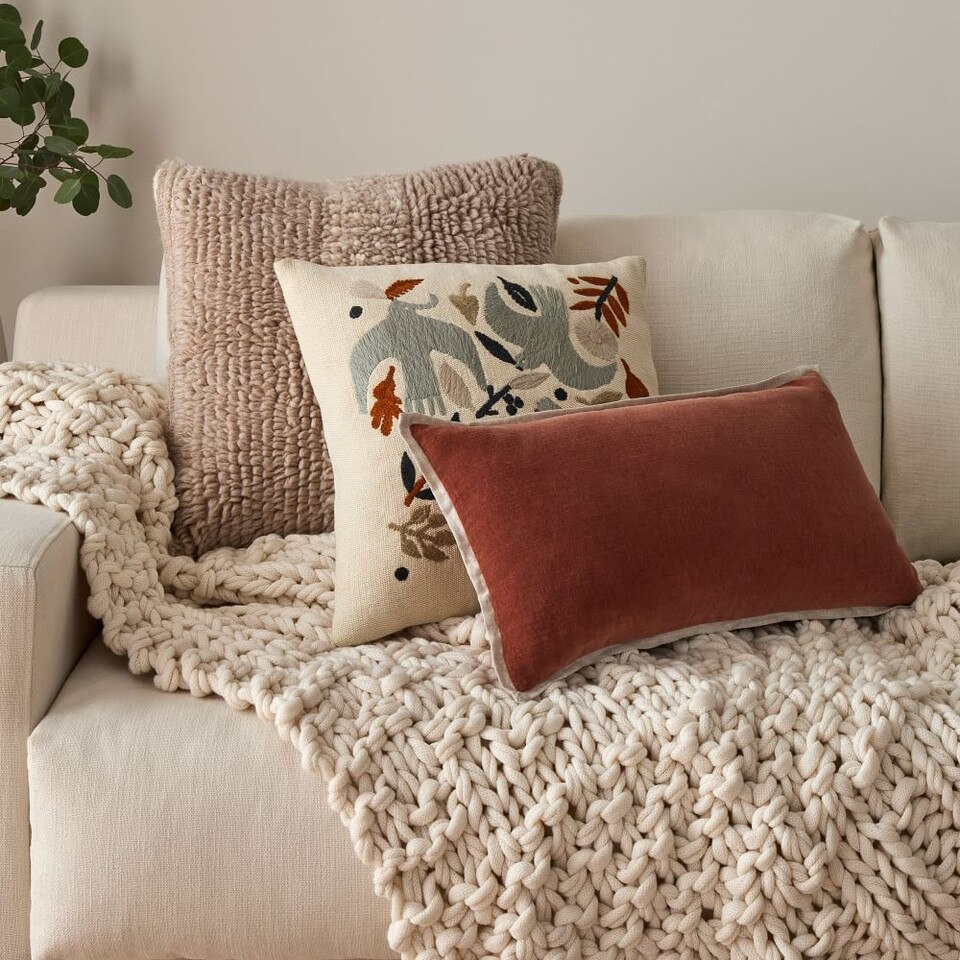Embroidered Birds Cushion Cover