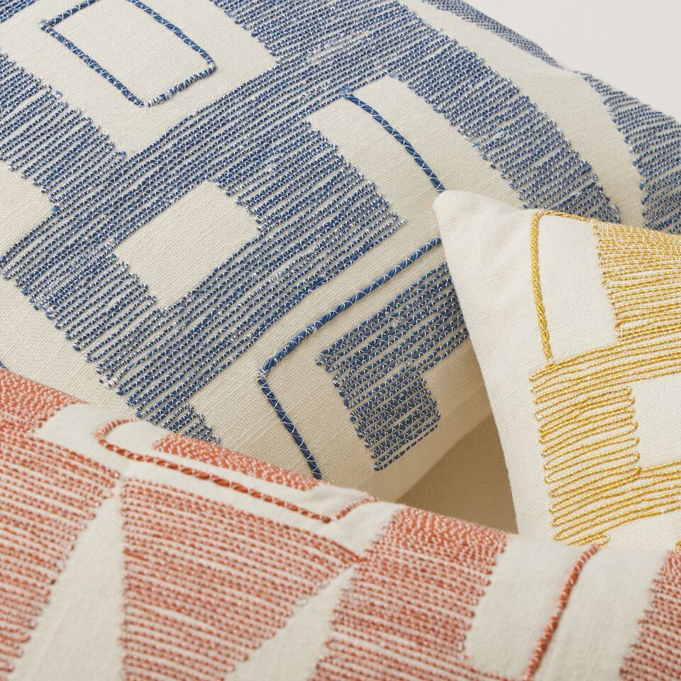 Embroidered Blank Shapes Cushion Cover