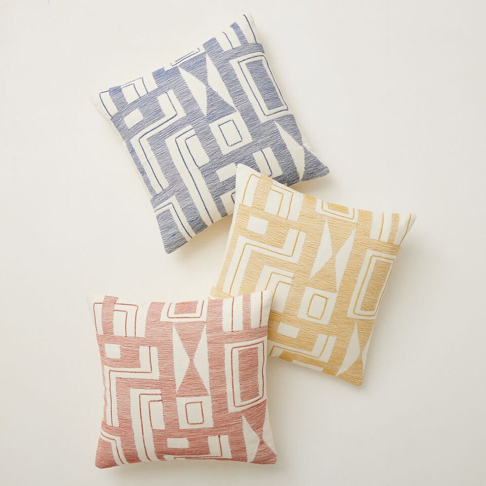 Embroidered Blank Shapes Cushion Cover
