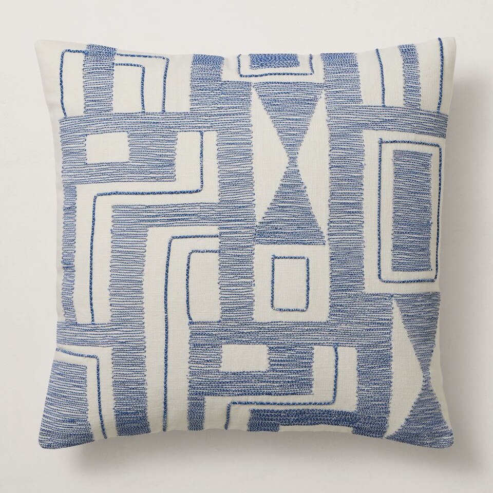 Embroidered Blank Shapes Cushion Cover