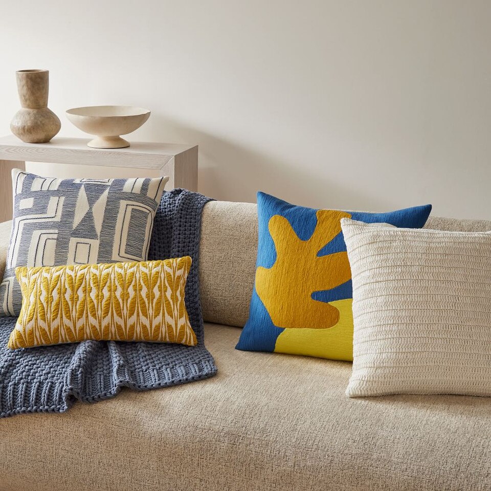 Embroidered Blank Shapes Cushion Cover