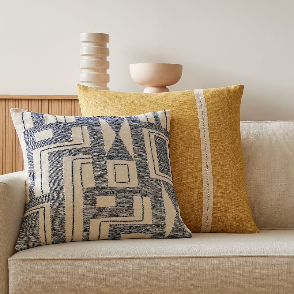 Embroidered Blank Shapes Cushion Cover