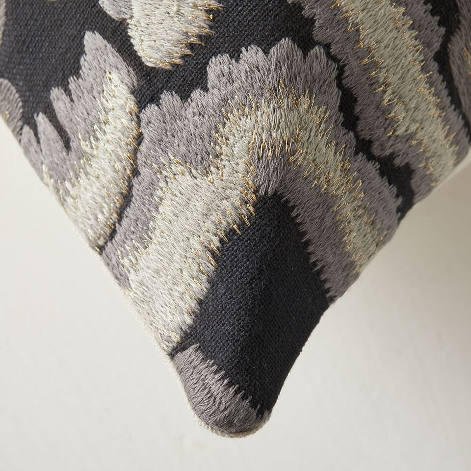 Embroidered Metallic Fans Cushion Cover