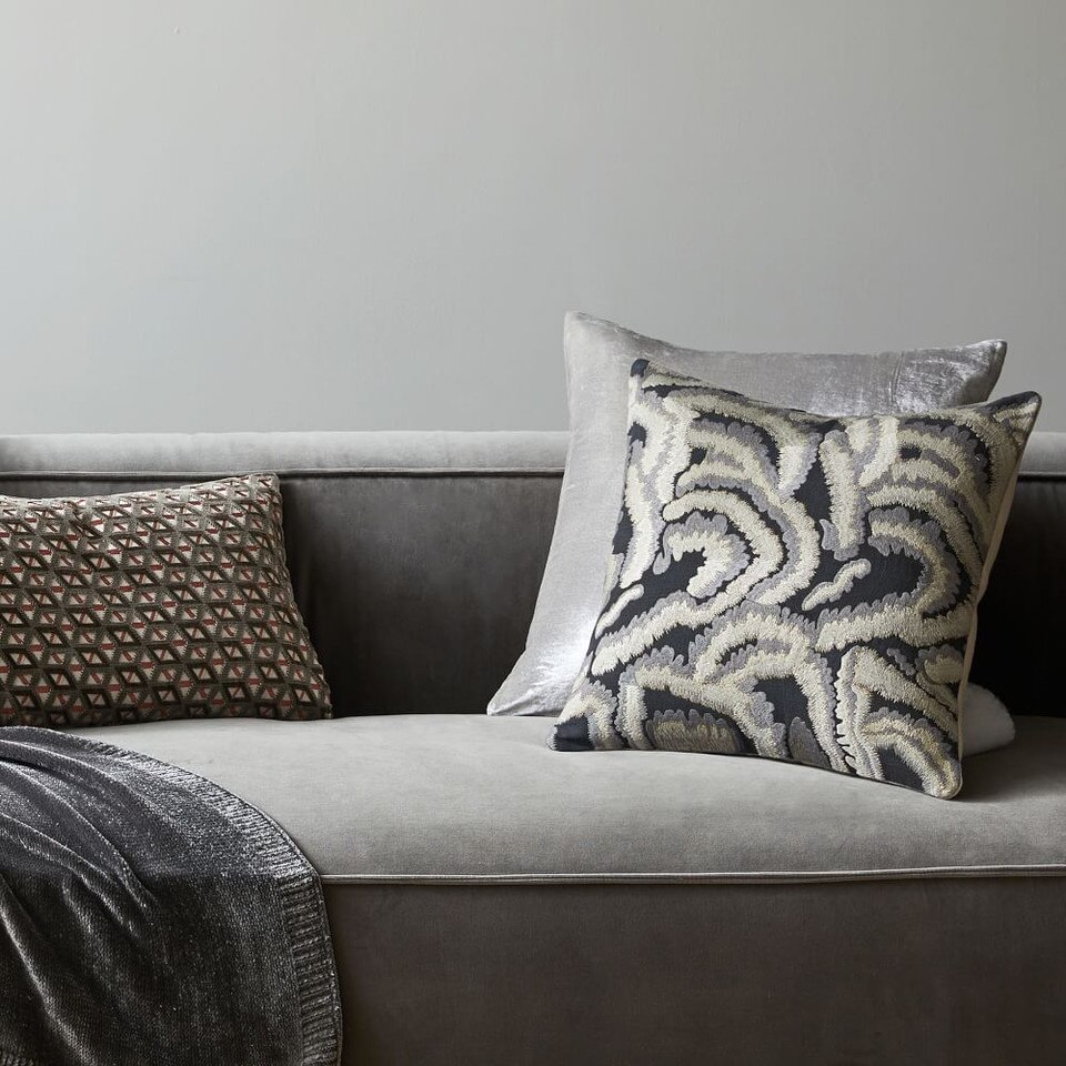 Embroidered Metallic Fans Cushion Cover