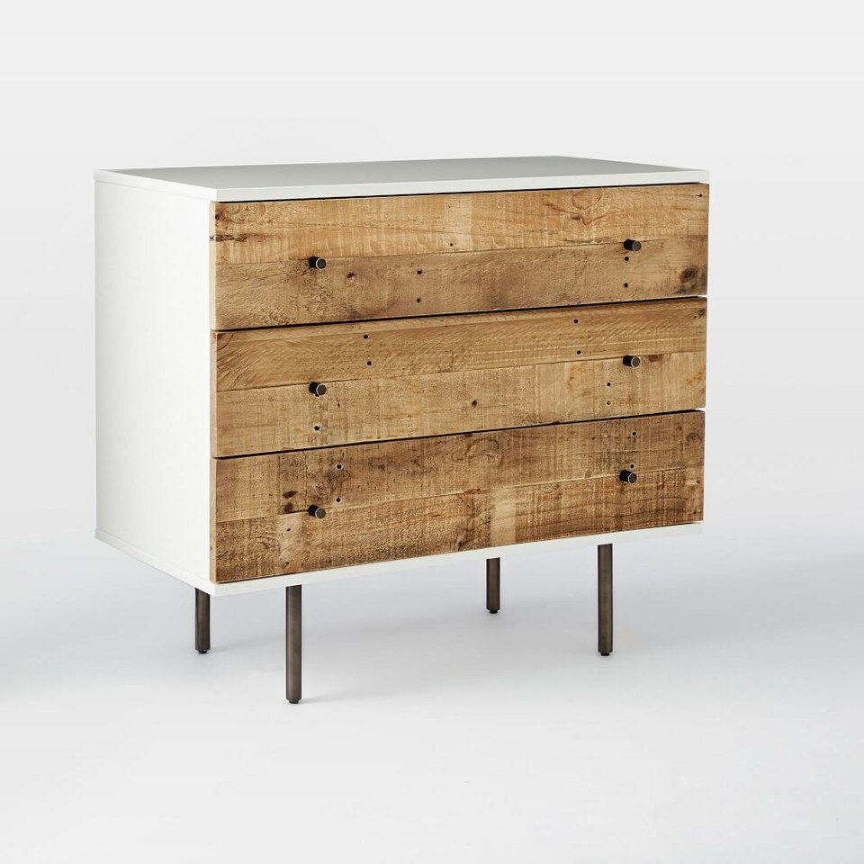 Reclaimed Wood + Lacquer 3-Drawer Chest