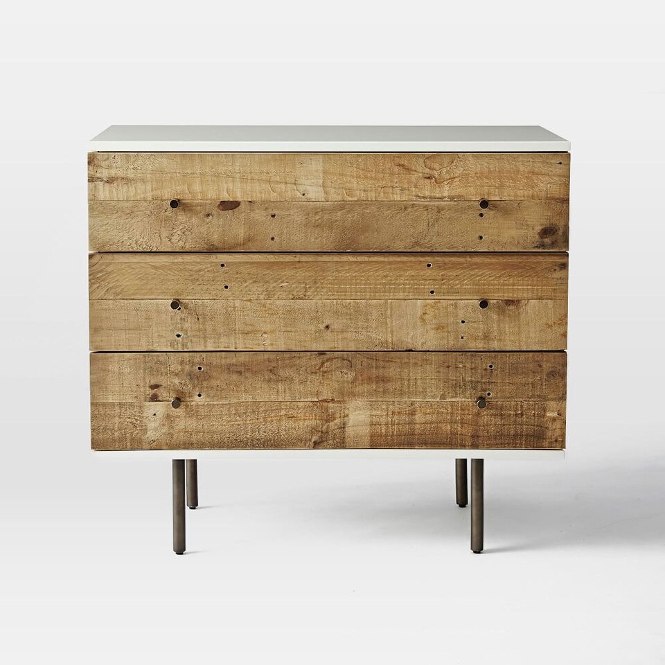 Reclaimed Wood + Lacquer 3-Drawer Chest