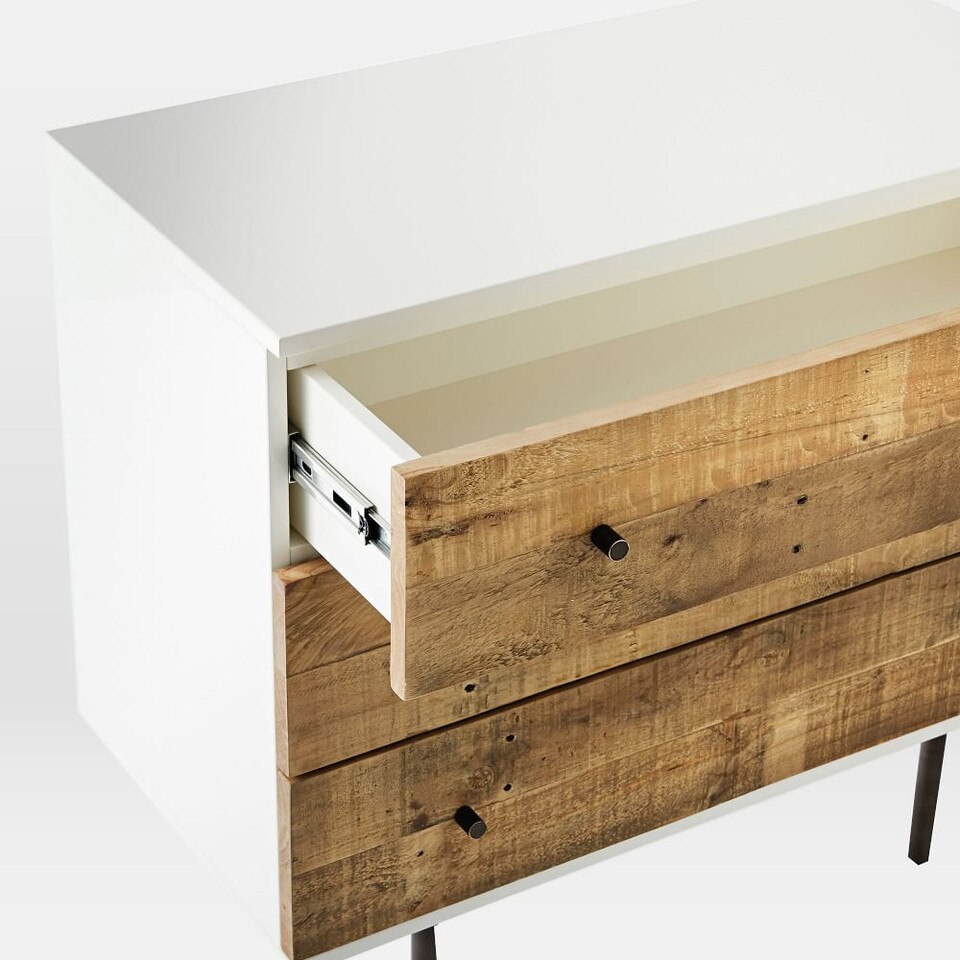 Reclaimed Wood + Lacquer 3-Drawer Chest