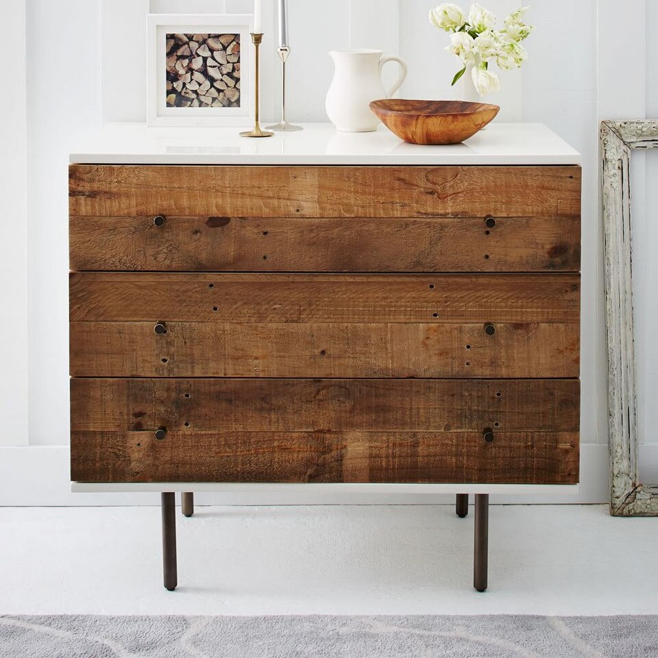 Reclaimed Wood + Lacquer 3-Drawer Chest
