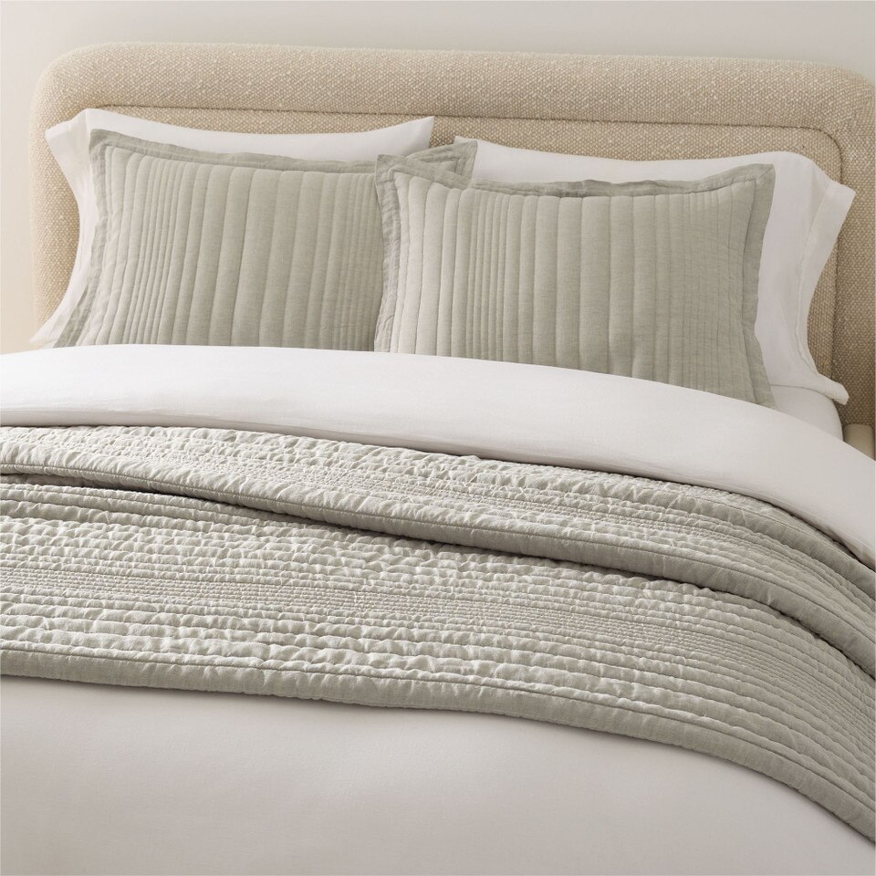 European Flax Linen Linework Bedspread & Pillowcases