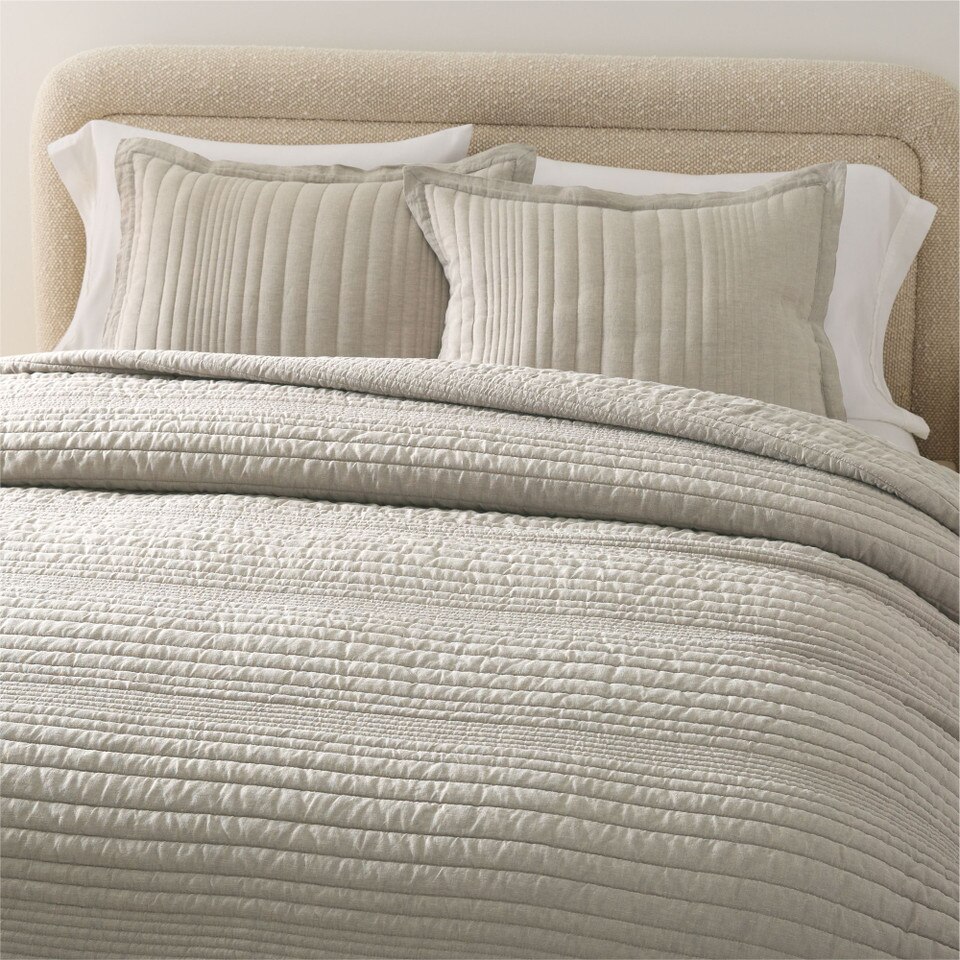 European Flax Linen Linework Bedspread & Pillowcases