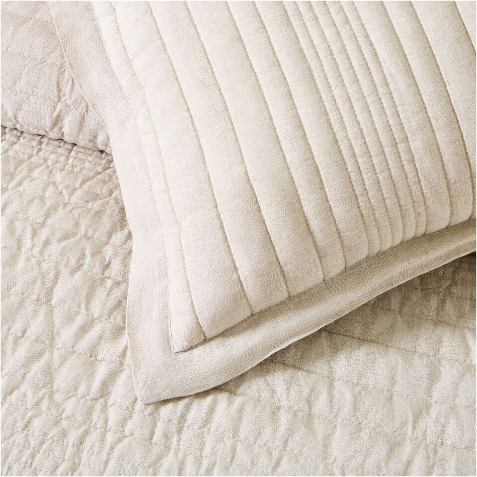 European Flax Linen Linework Bedspread & Pillowcases