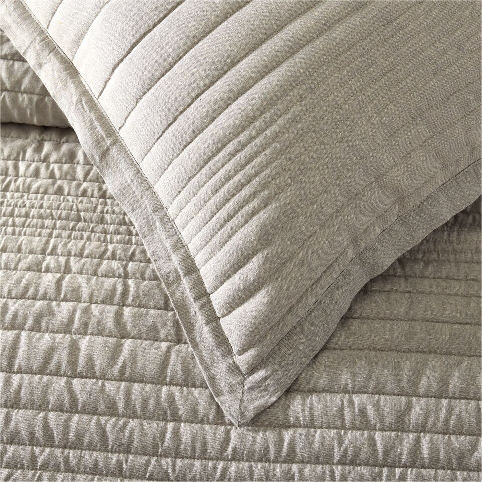 European Flax Linen Linework Bedspread & Pillowcases