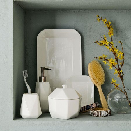 Faceted Porcelain Bathroom Accessories White West Elm United Kingdom