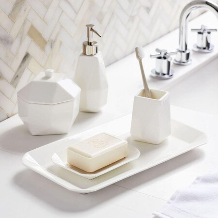 Faceted Porcelain Bathroom Accessories White West Elm United