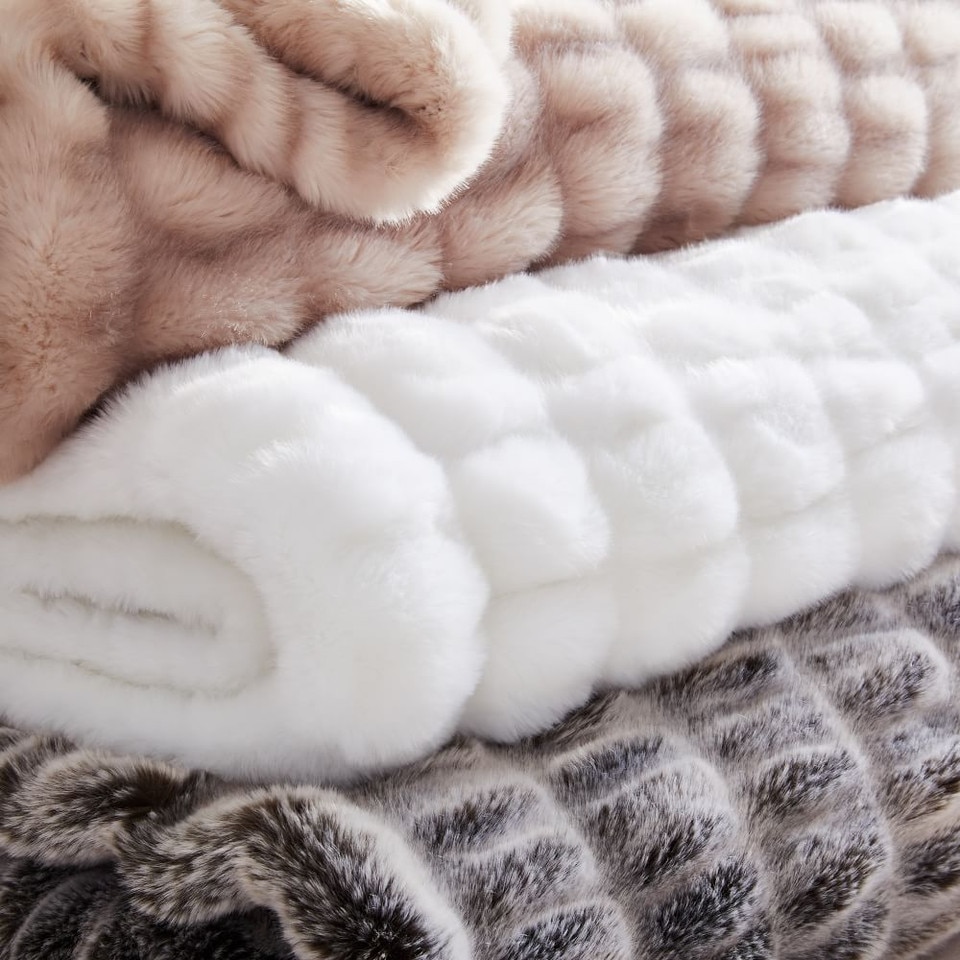 Faux Fur Cascade Throw