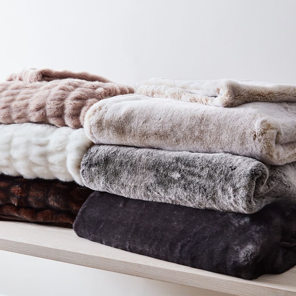 Faux Fur Cascade Throw