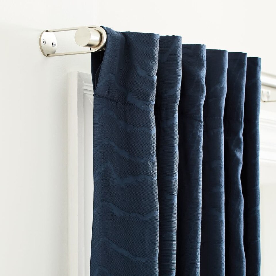 Faux Silk Moire Curtain - Midnight
