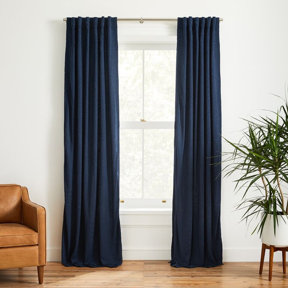 Faux Silk Moire Curtain - Midnight