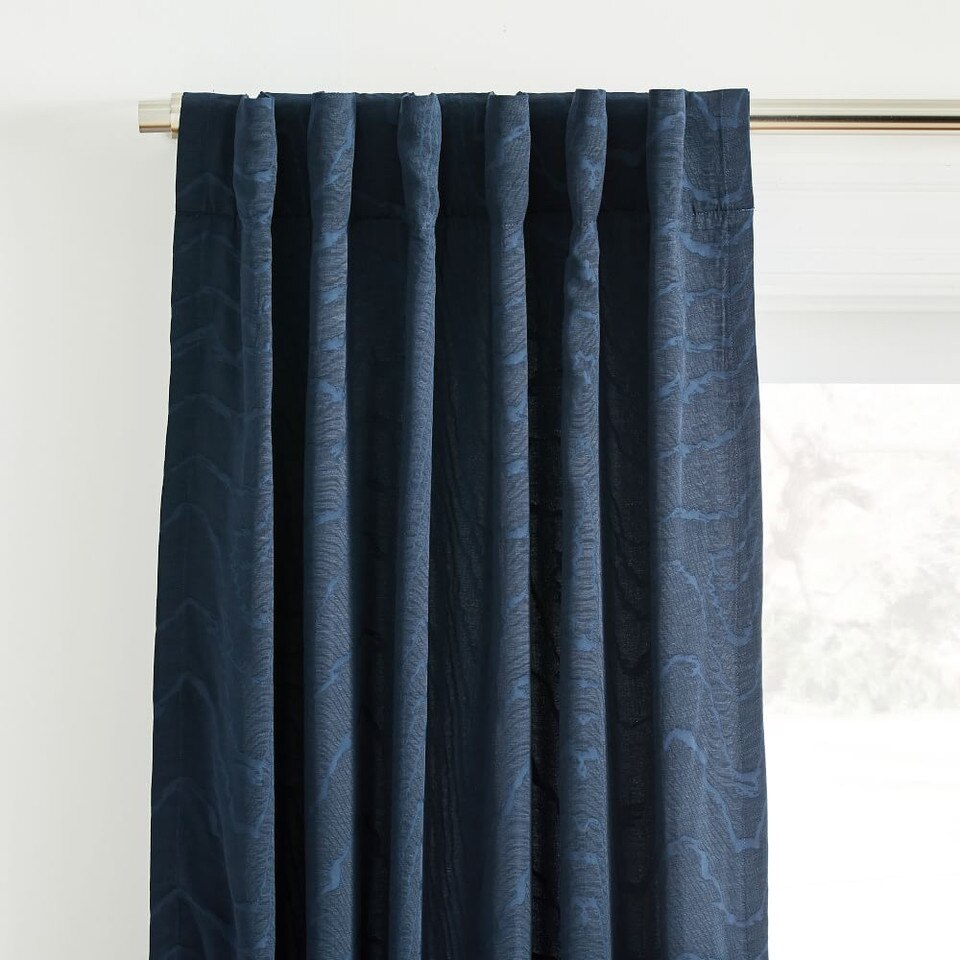 Faux Silk Moire Curtain - Midnight