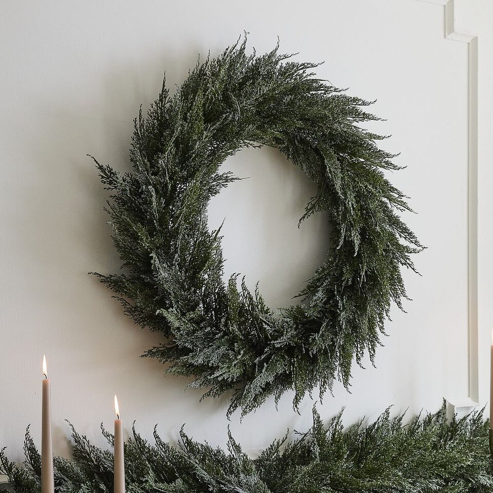 Faux Subtle Glitter Wreath & Garland