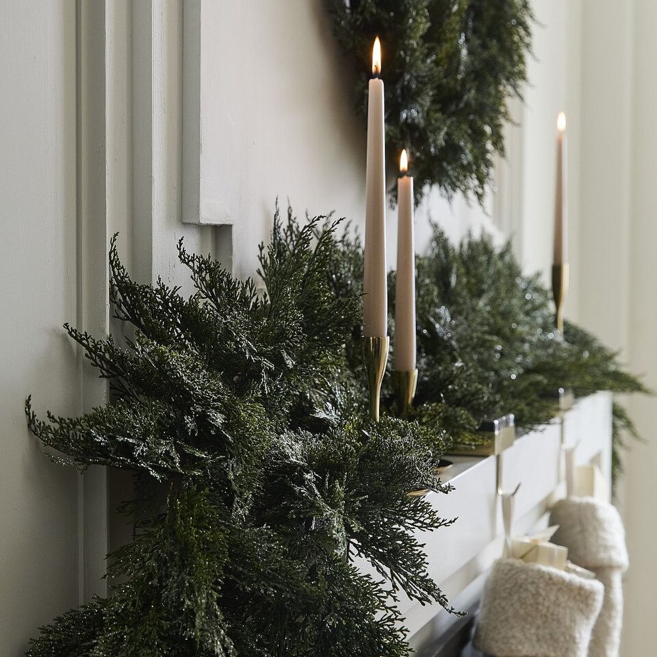 Faux Subtle Glitter Wreath & Garland
