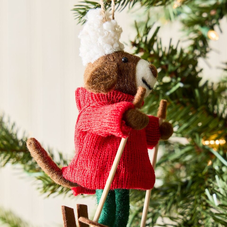 Felt Skiing Dog Bauble