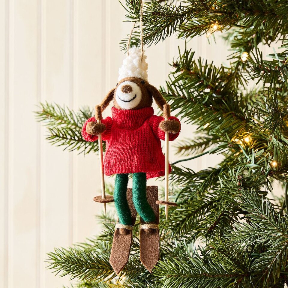Felt Skiing Dog Bauble